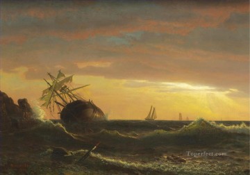 Paisajes Painting - Barco varado paisaje marino americano Albert Bierstadt